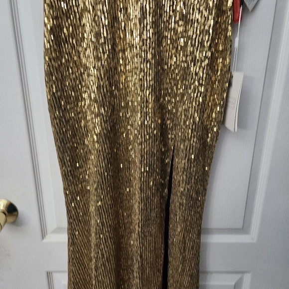 Ieena for Mac Duggal 67717i Scoop Back Sequin Dress Antique gold 8 NWT - Picture 5 of 13
